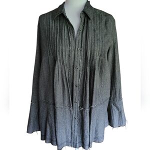 FREE PEOPLE PEPLUM BUTTON DOWN SHIRT